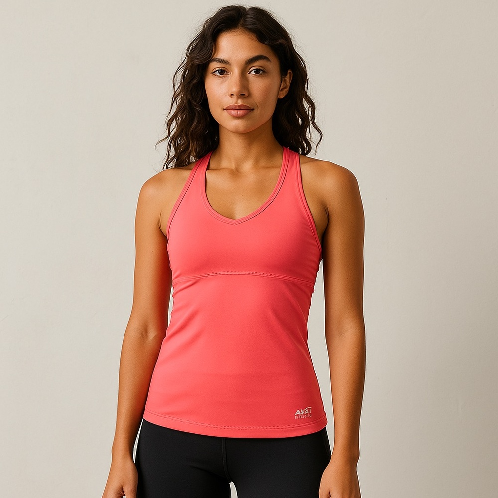 Avia Platinum Orange Racerback Athletic Tank Top with Built-in Bra Women Medium